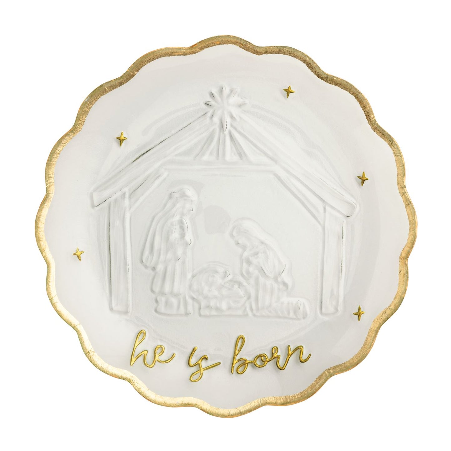Mud Pie Gold Edge Nativity Platter