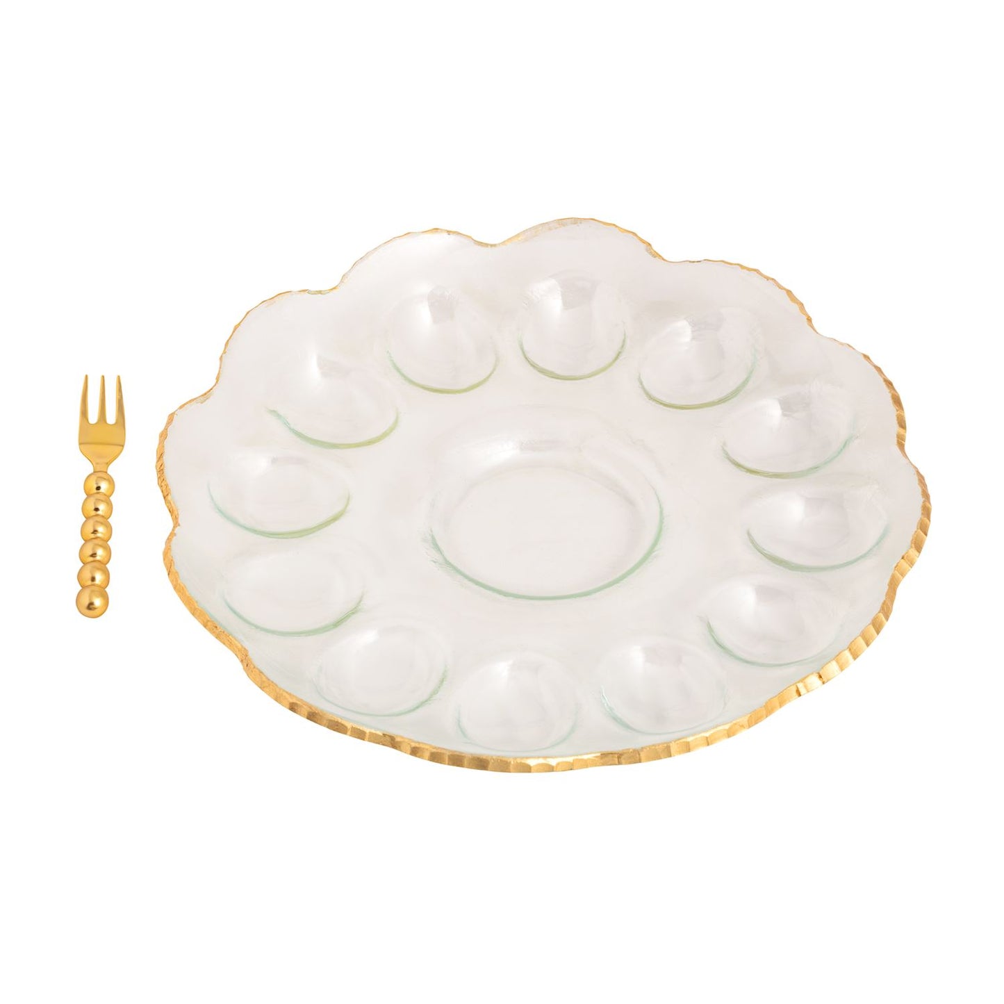 Mud Pie Gold Edge Deviled Egg Tray Set