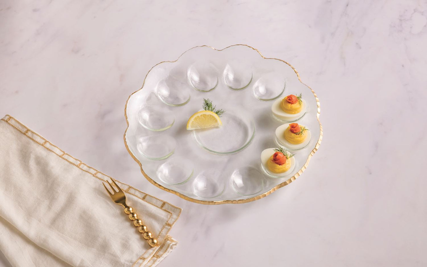 Mud Pie Gold Edge Deviled Egg Tray Set