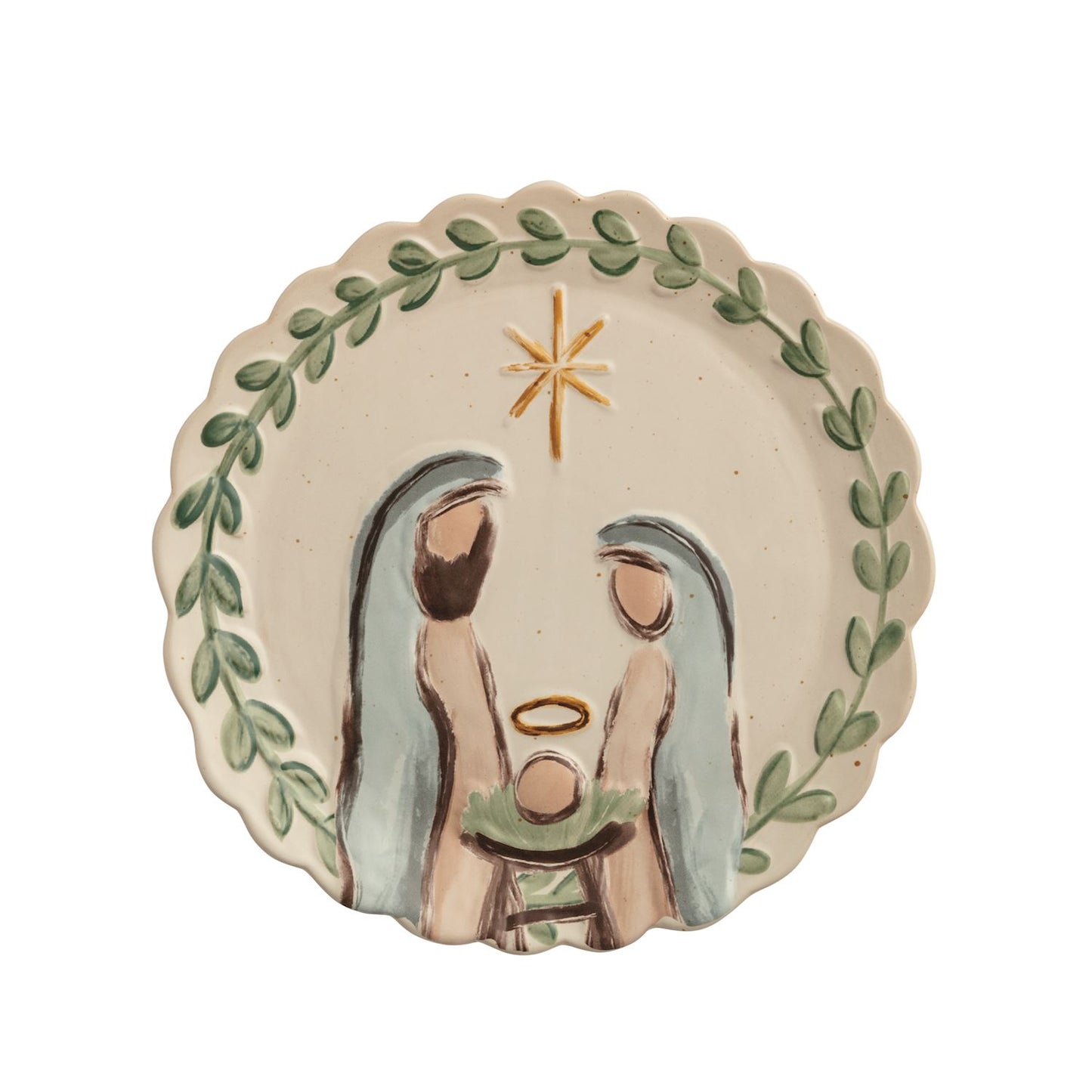 Mud Pie Scallop Edge Nativity Platter