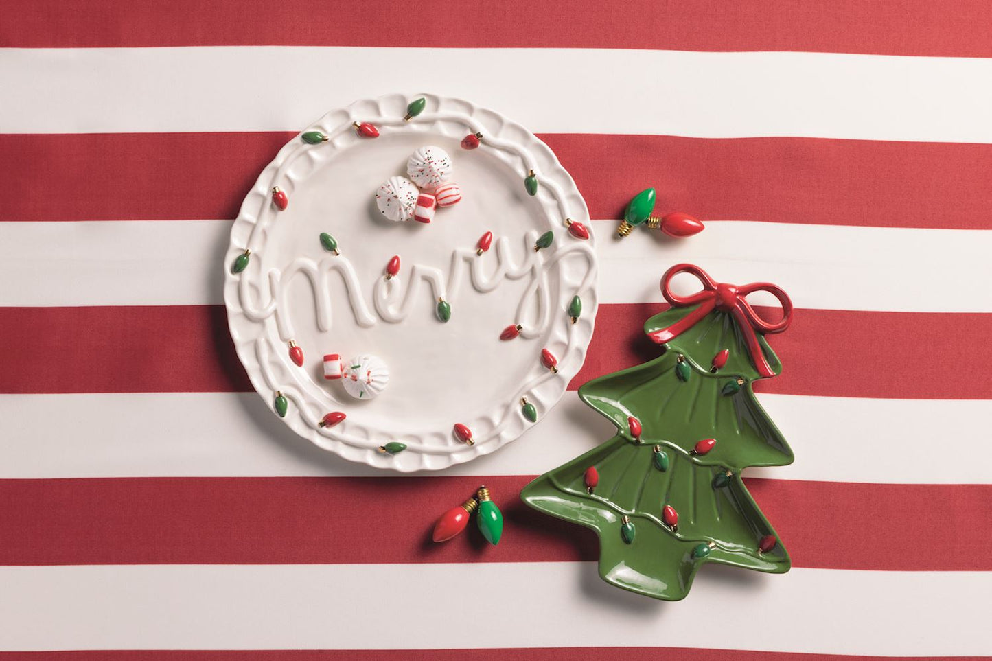 Mud Pie Merry & Tree Platter Set