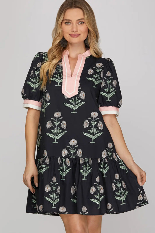 Evening Bloom Ruffle Dress
