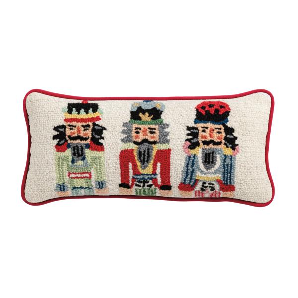 Mud Pie Nutcracker Hooked Wool Pillows