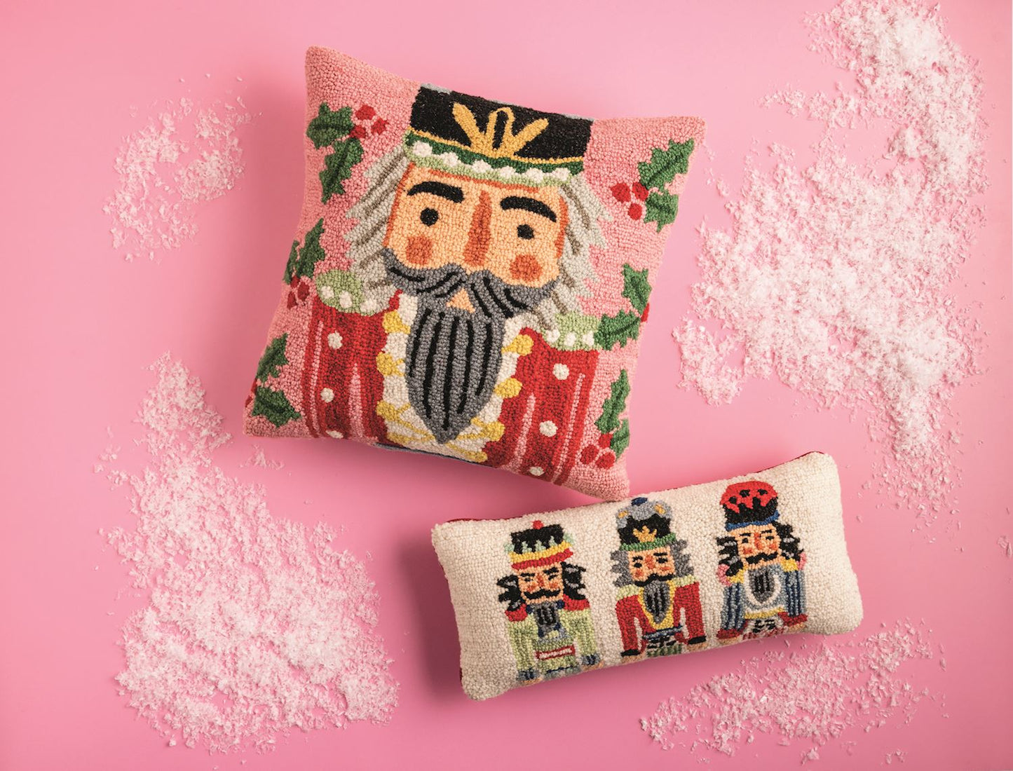 Mud Pie Nutcracker Hooked Wool Pillows