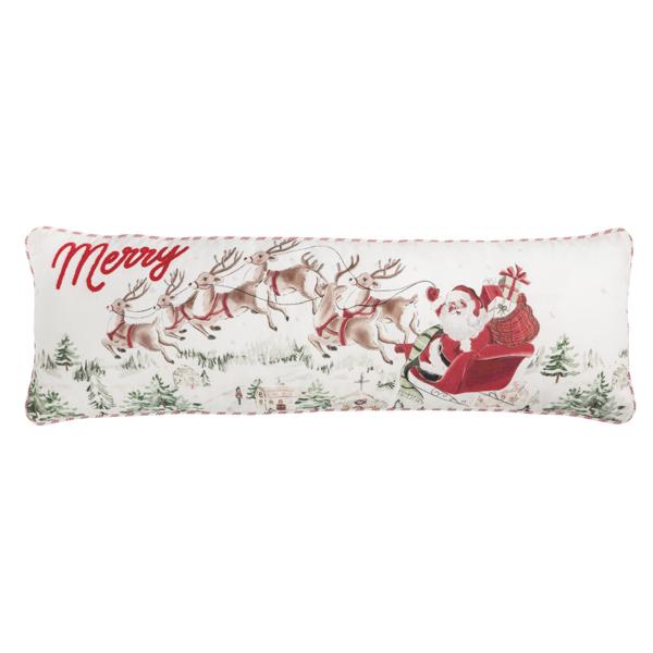 Mud Pie Santa Scene Christmas Pillow