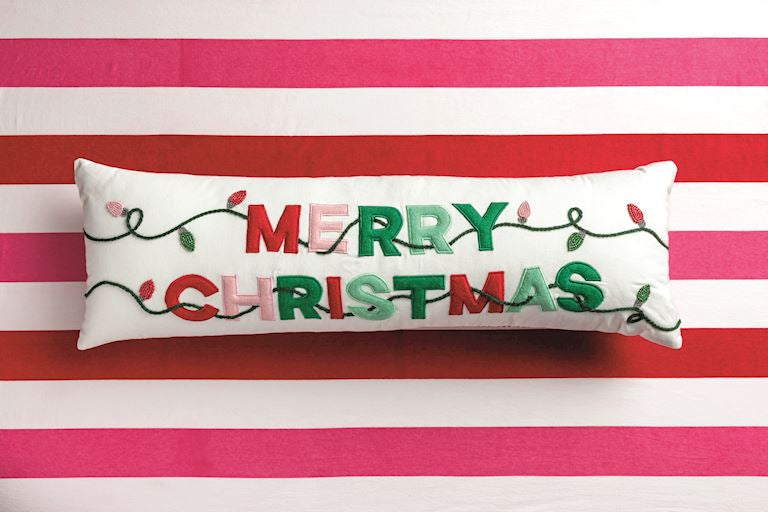 Mud Pie Merry Christmas Lights Pillow