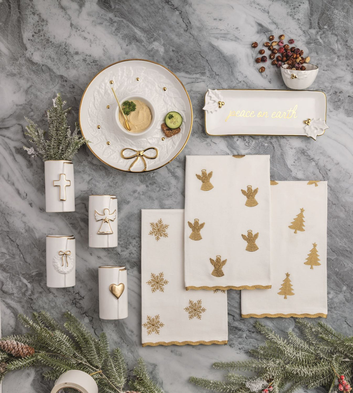 Mud Pie Gold Wreath Bow Chip & Dip Set