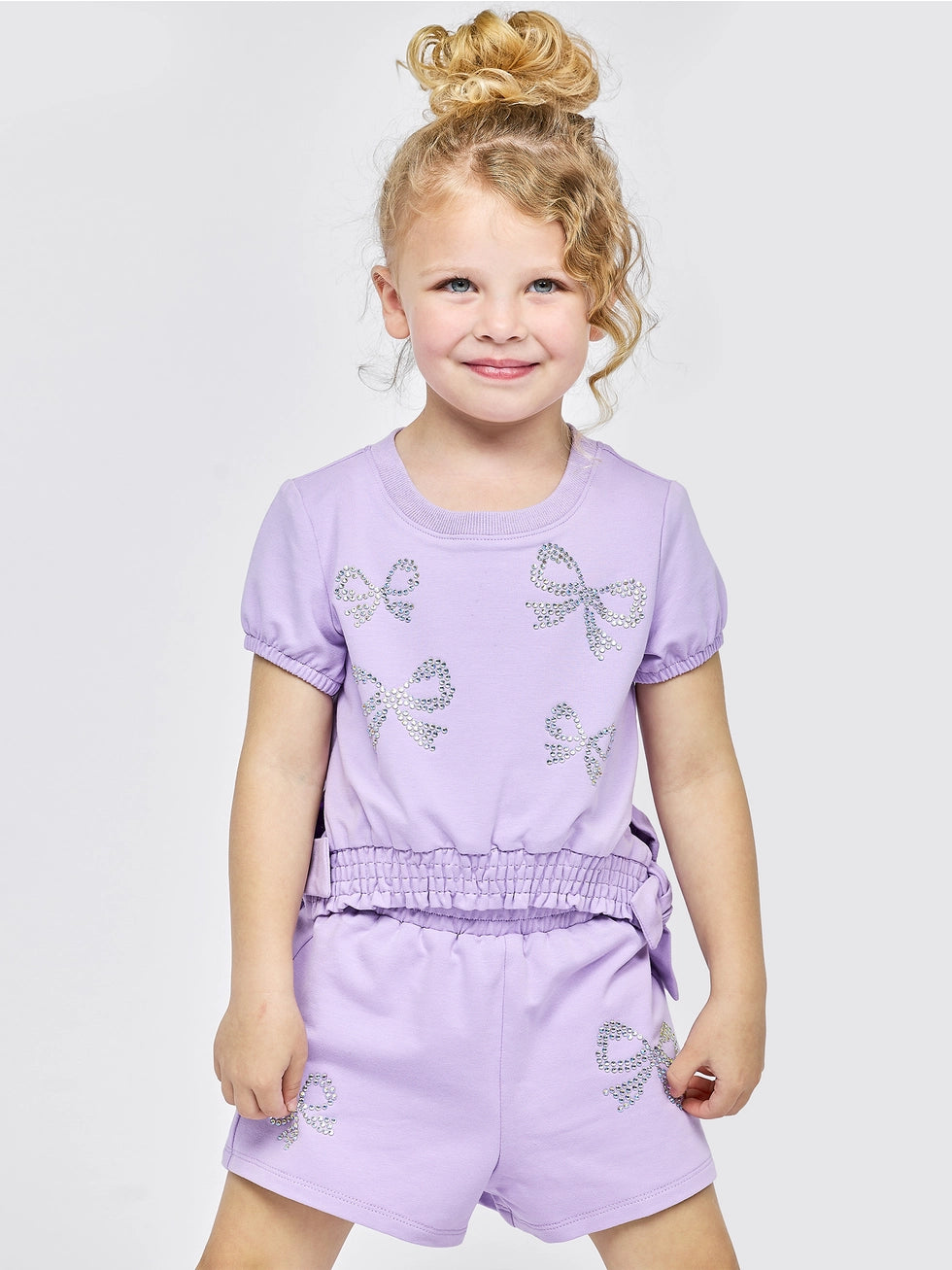 Tween Purple Rhinestone Bow Top