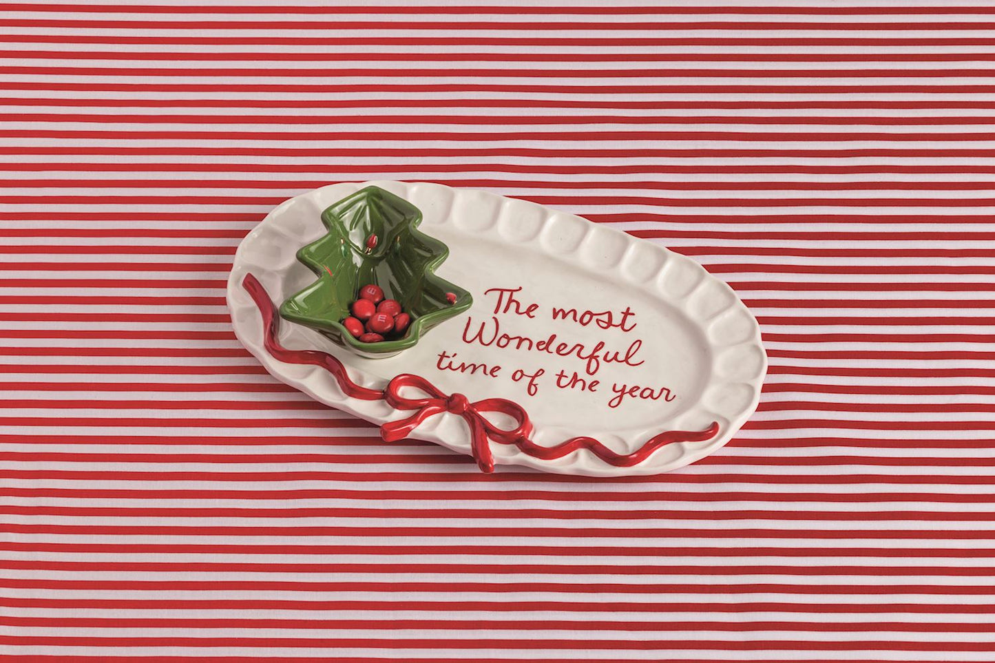 Mud Pie Bow Tree Platter & Tidbit Set