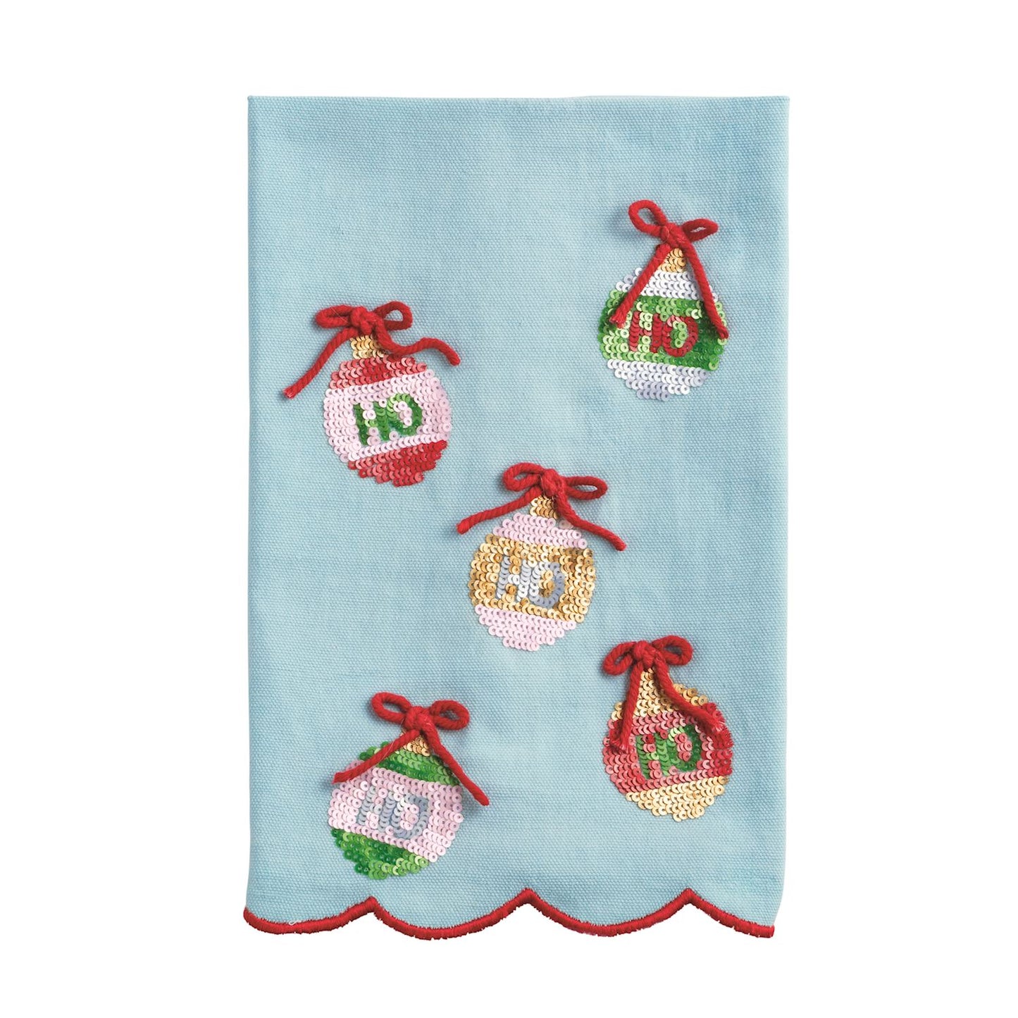 Mud Pie Christmas Sequin Scallop Towels