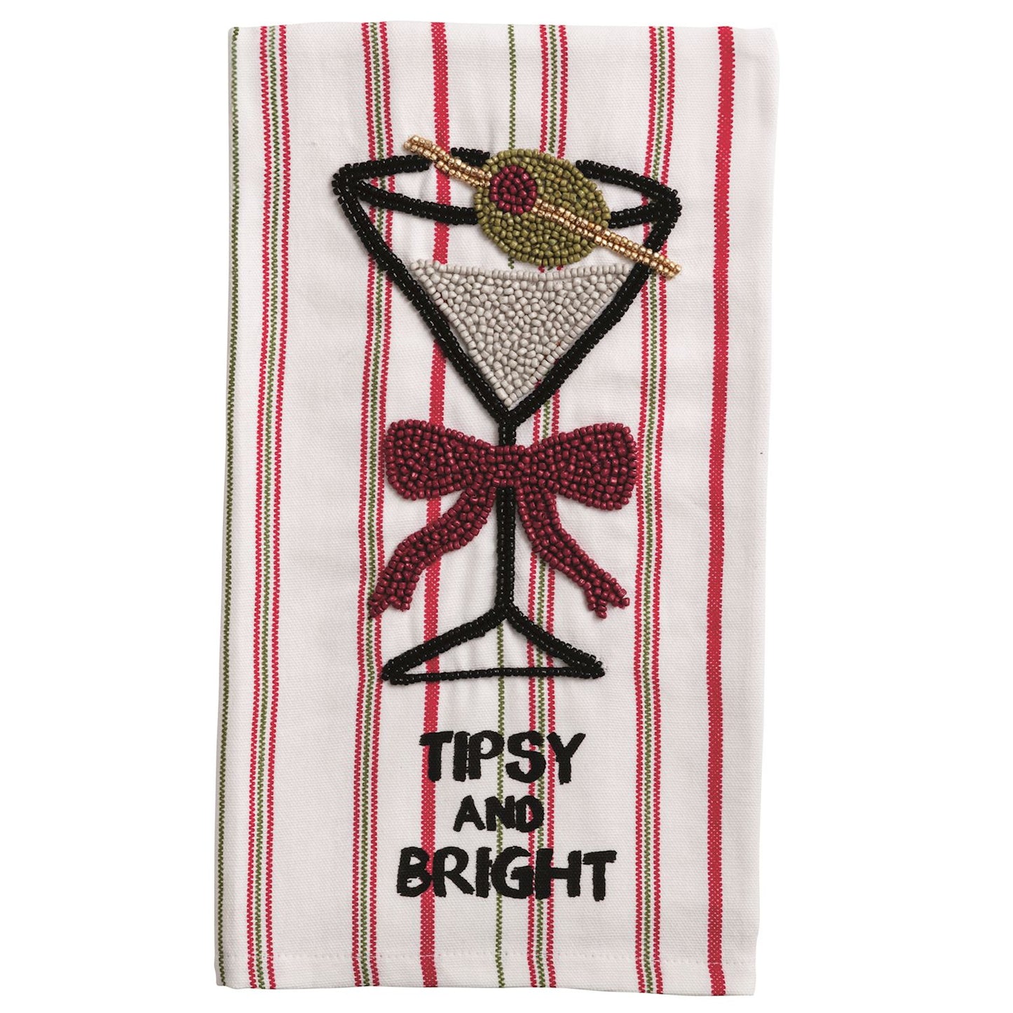 Mud Pie Christmas Drinks Beaded Towels