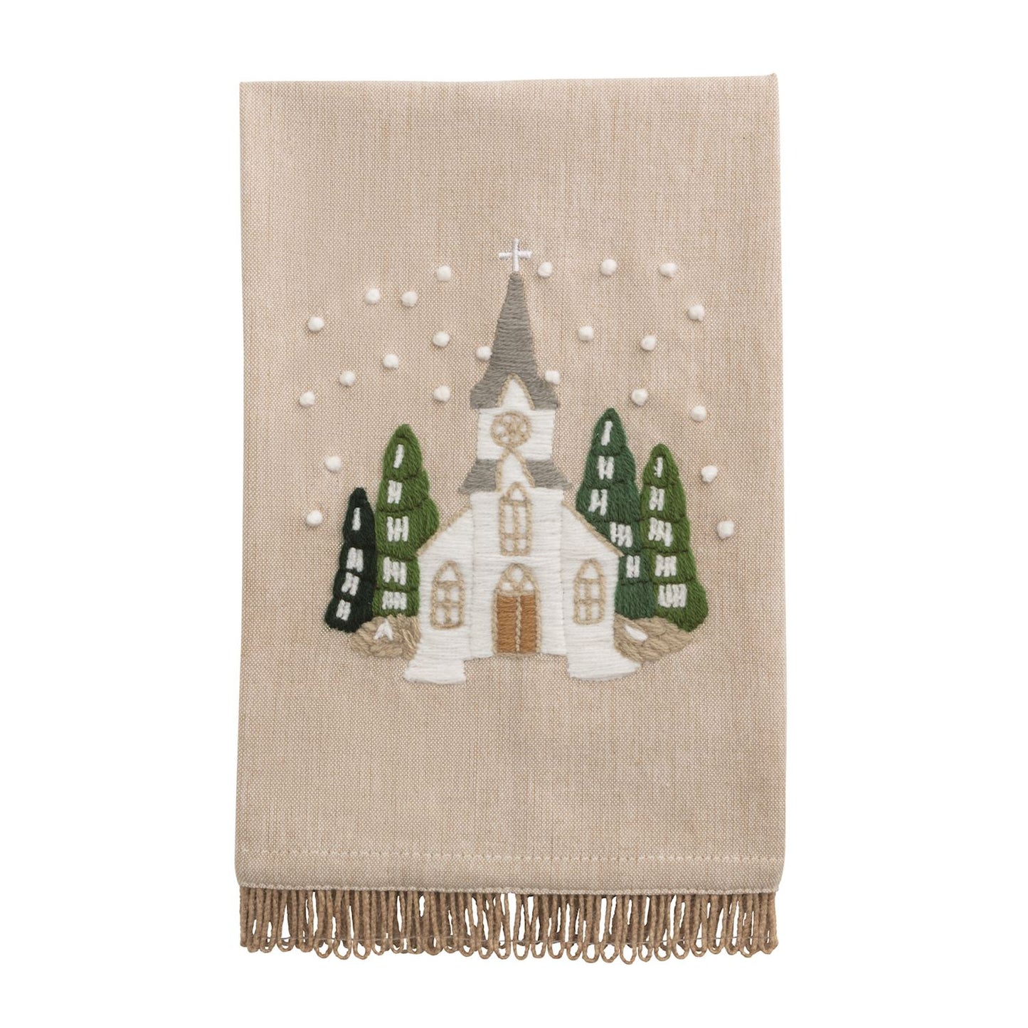 Mud Pie White Christmas Jute Trim Towels