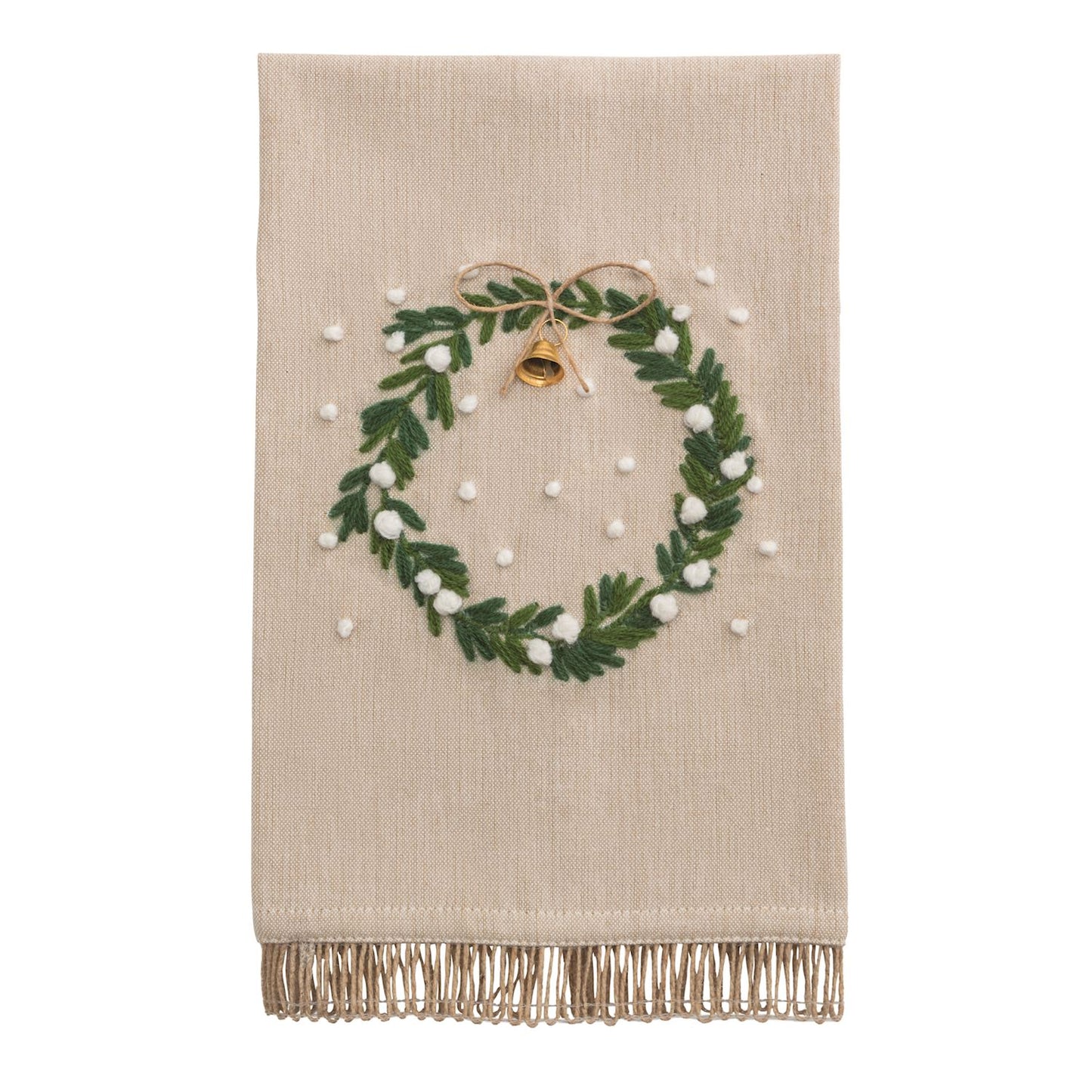 Mud Pie White Christmas Jute Trim Towels