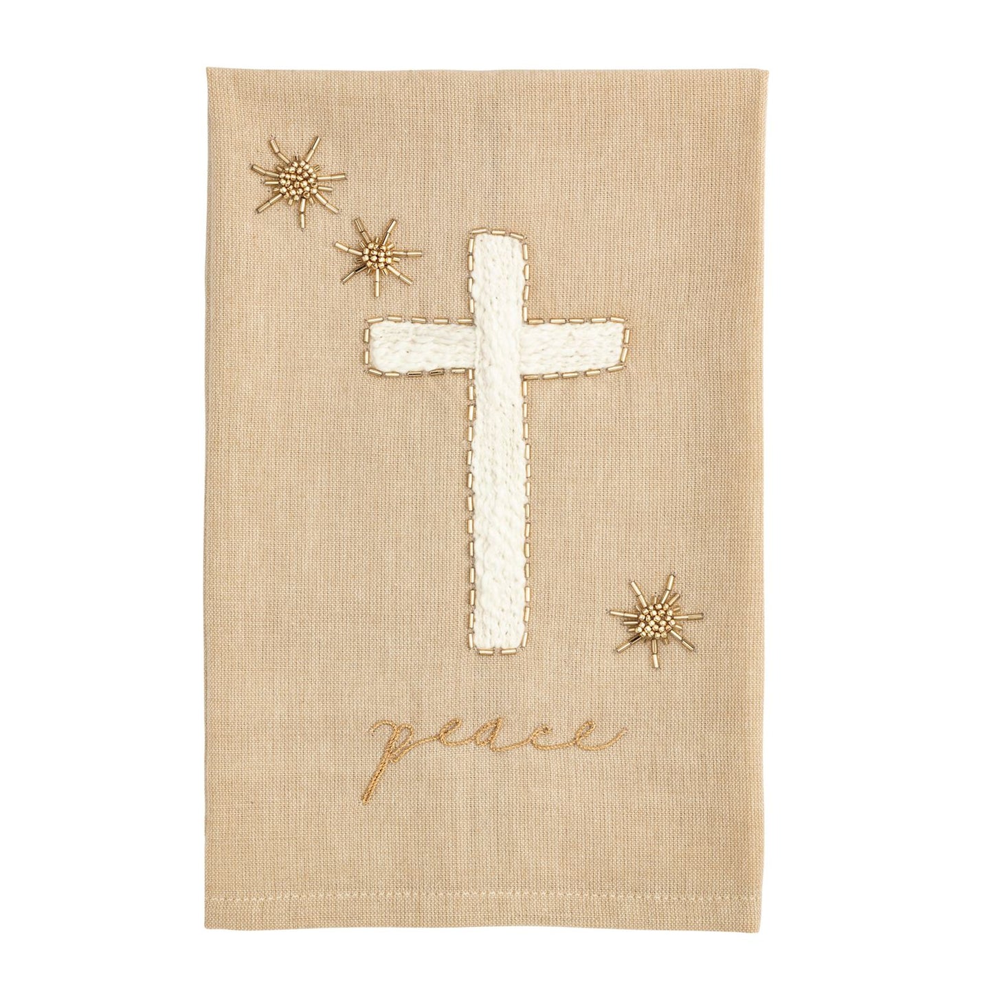 Mud Pie Gold Christmas Beaded & Velvet Towels
