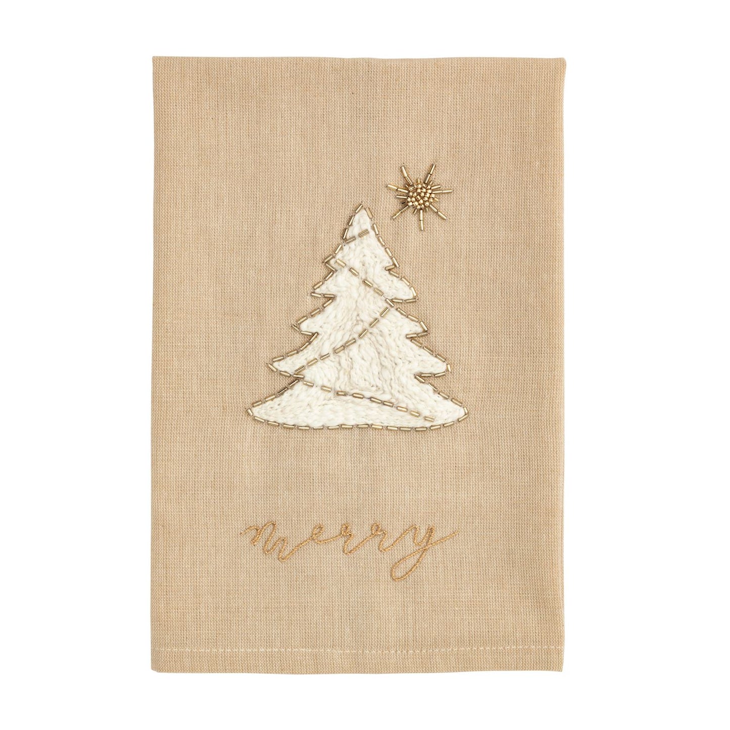 Mud Pie Gold Christmas Beaded & Velvet Towels