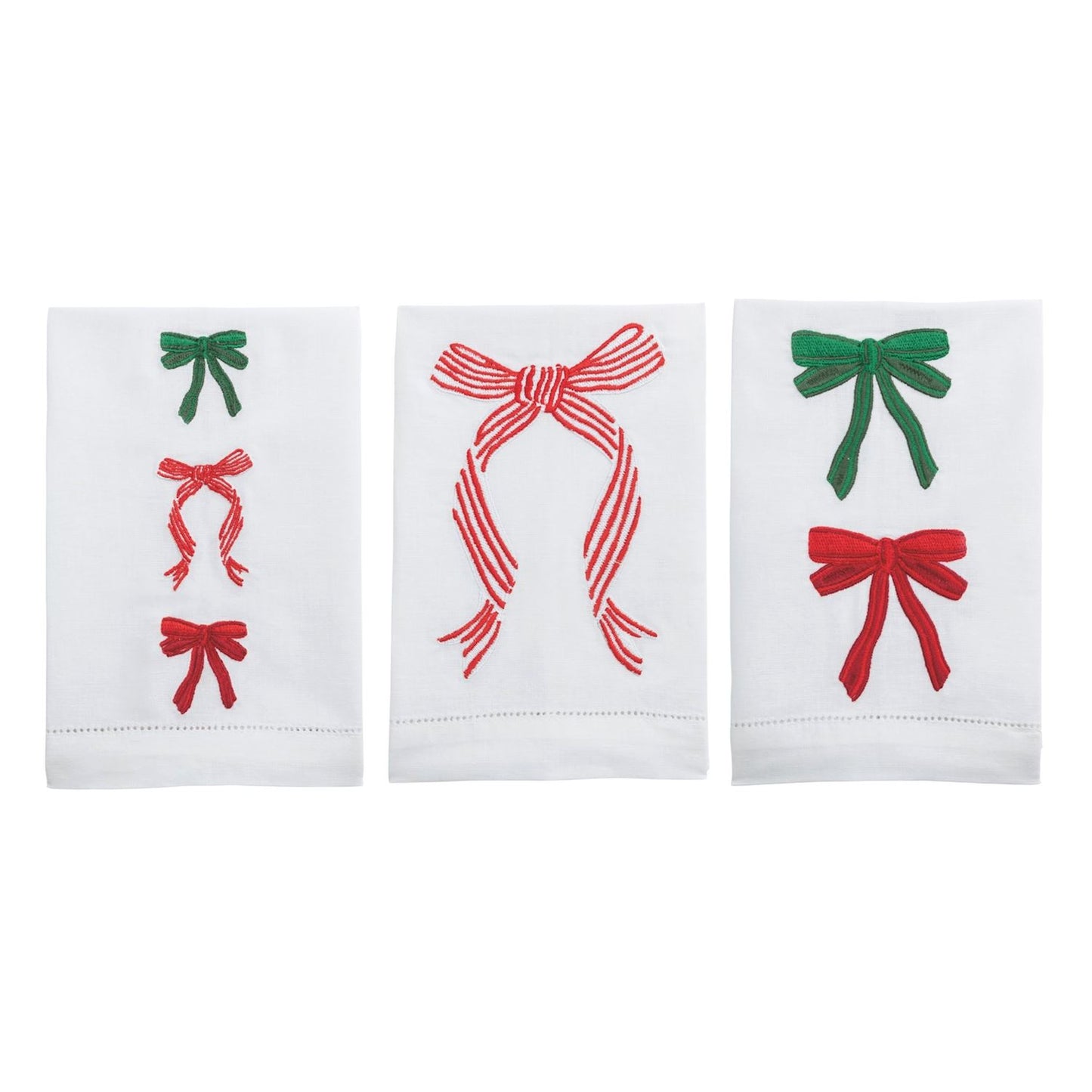 Mud Pie Christmas Bow Embroidered Towel