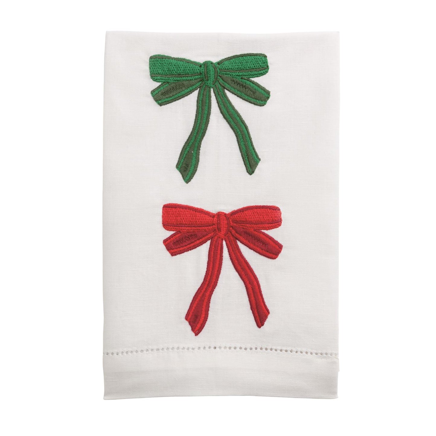 Mud Pie Christmas Bow Embroidered Towel