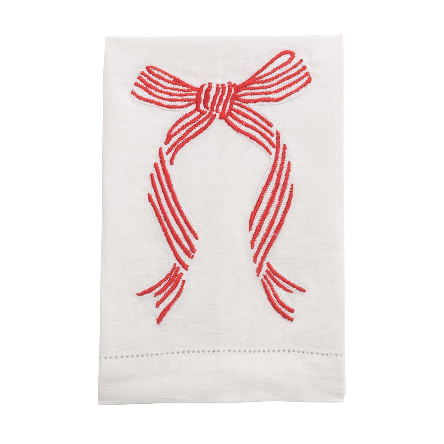 Mud Pie Christmas Bow Embroidered Towel