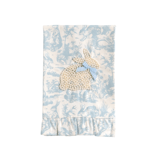 Mud Pie Toile Bunny Pearl Towel