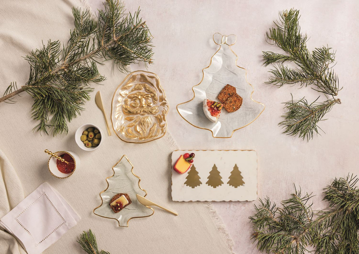 Mud Pie Gold Christmas Cheese Plate Set