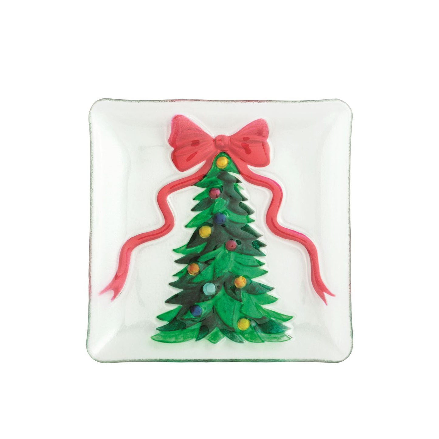 Mud Pie Christmas Bow Fused Glass Plates