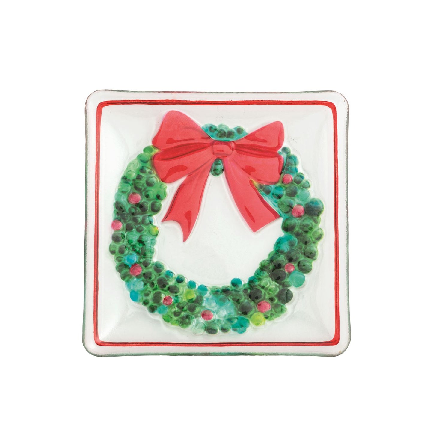 Mud Pie Christmas Bow Fused Glass Plates