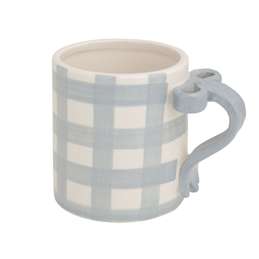 Mud Pie Gingham Bow Handle Mug
