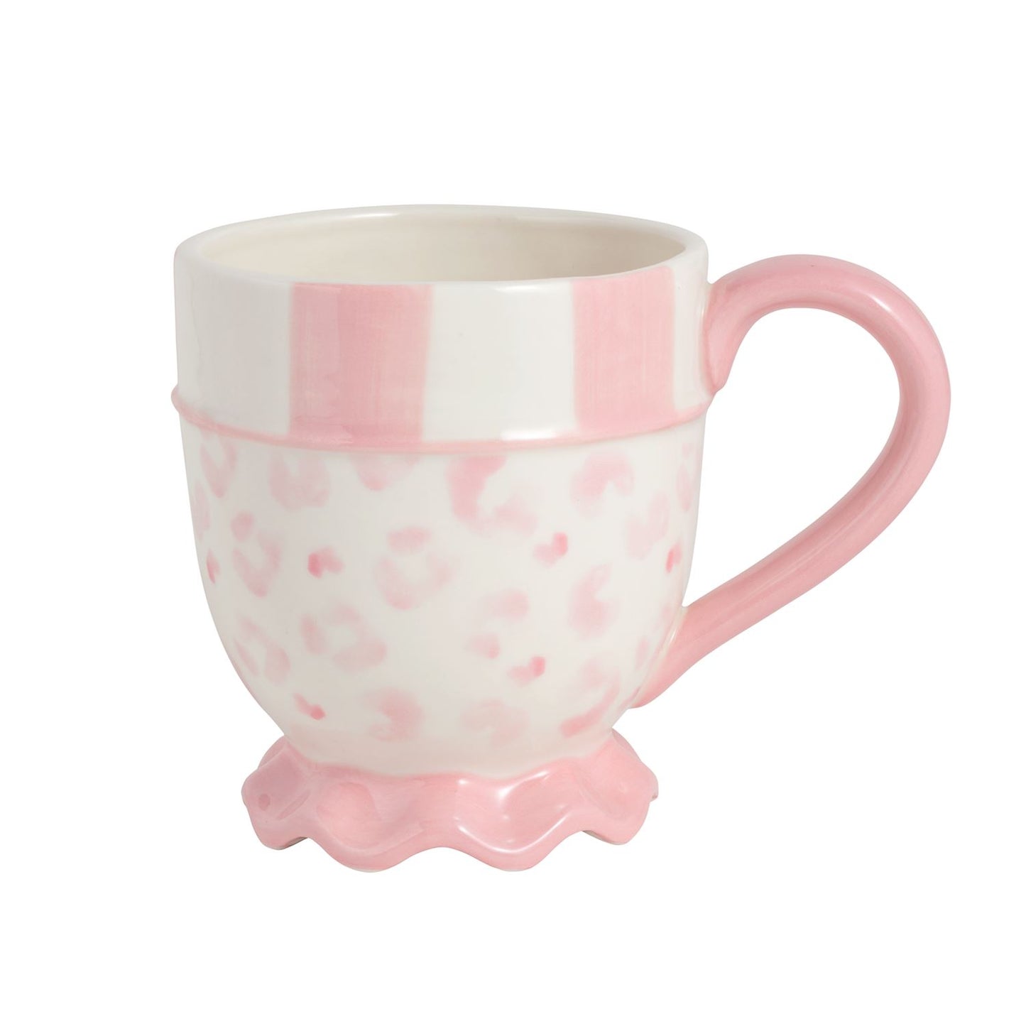 Mud Pie Stripe Rim Leopard Mug