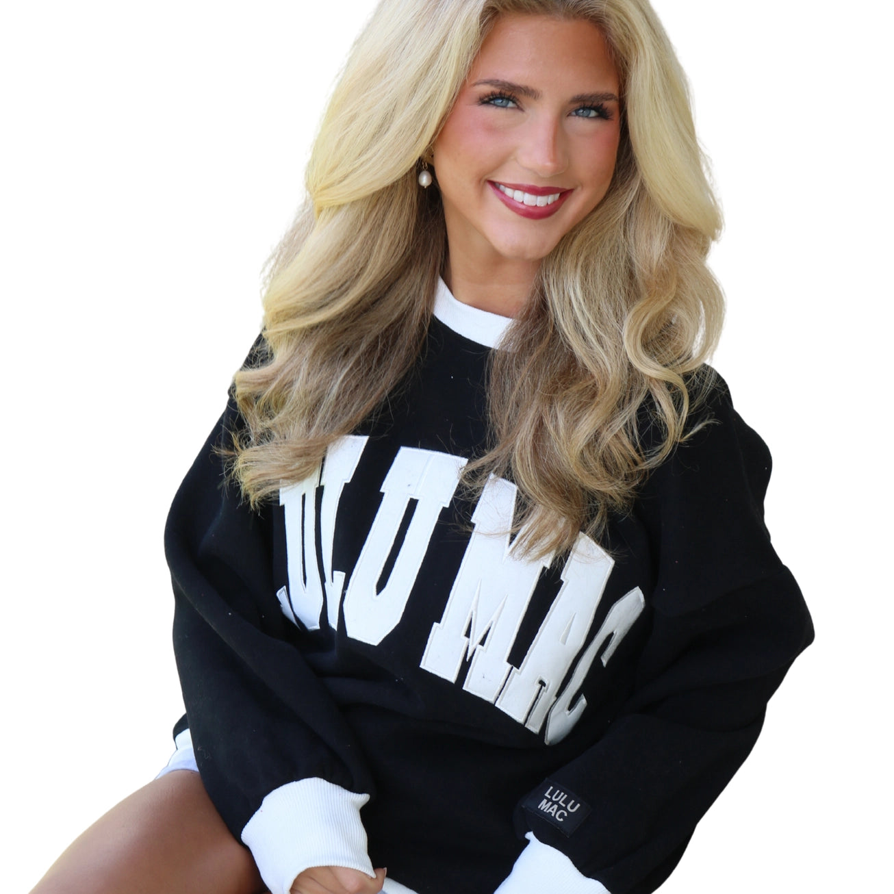 Lulu Mac Black & White Color Block Stitch Sweatshirt