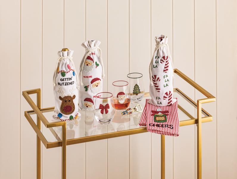 Mud Pie Christmas Drinks Beaded Towels