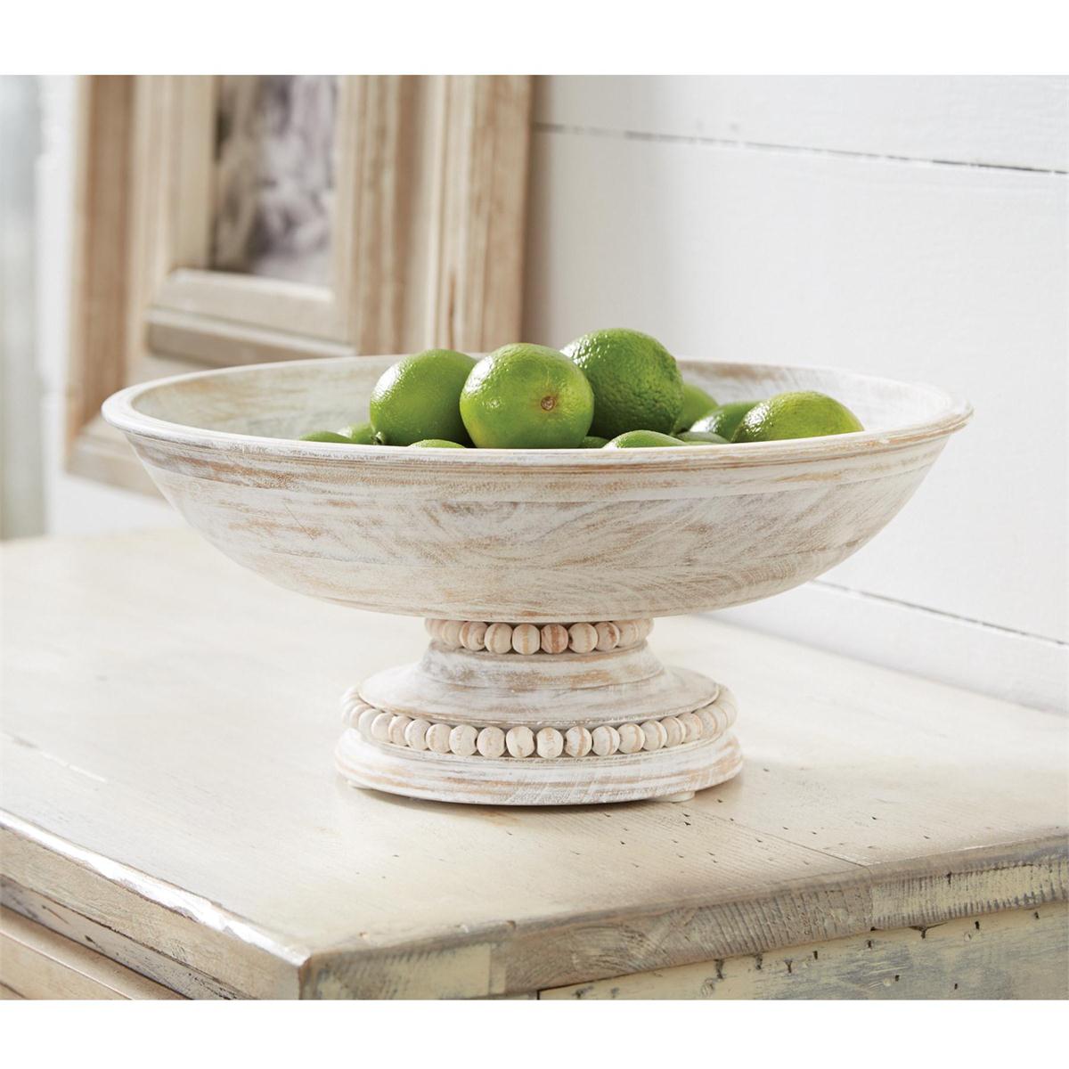 Mud Pie Beaded Wood Pedestal Bowl