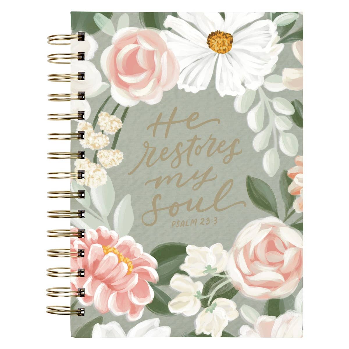 Green He Restores My Soul Ps. 23:3 Spiral Journal