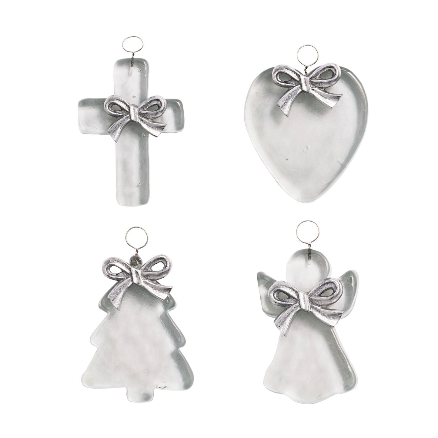 Mud Pie Metal Heart Glass Ornaments