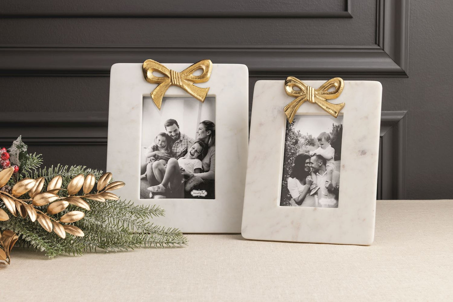 Mud Pie Small Gold Bow Marble Frame