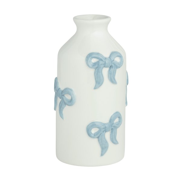 Mud Pie Blue & White Bow Bud Vase