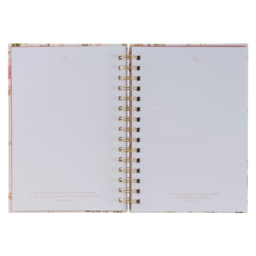 Pink Floral His Grace 2 Cor. 12:9 Spiral Journal