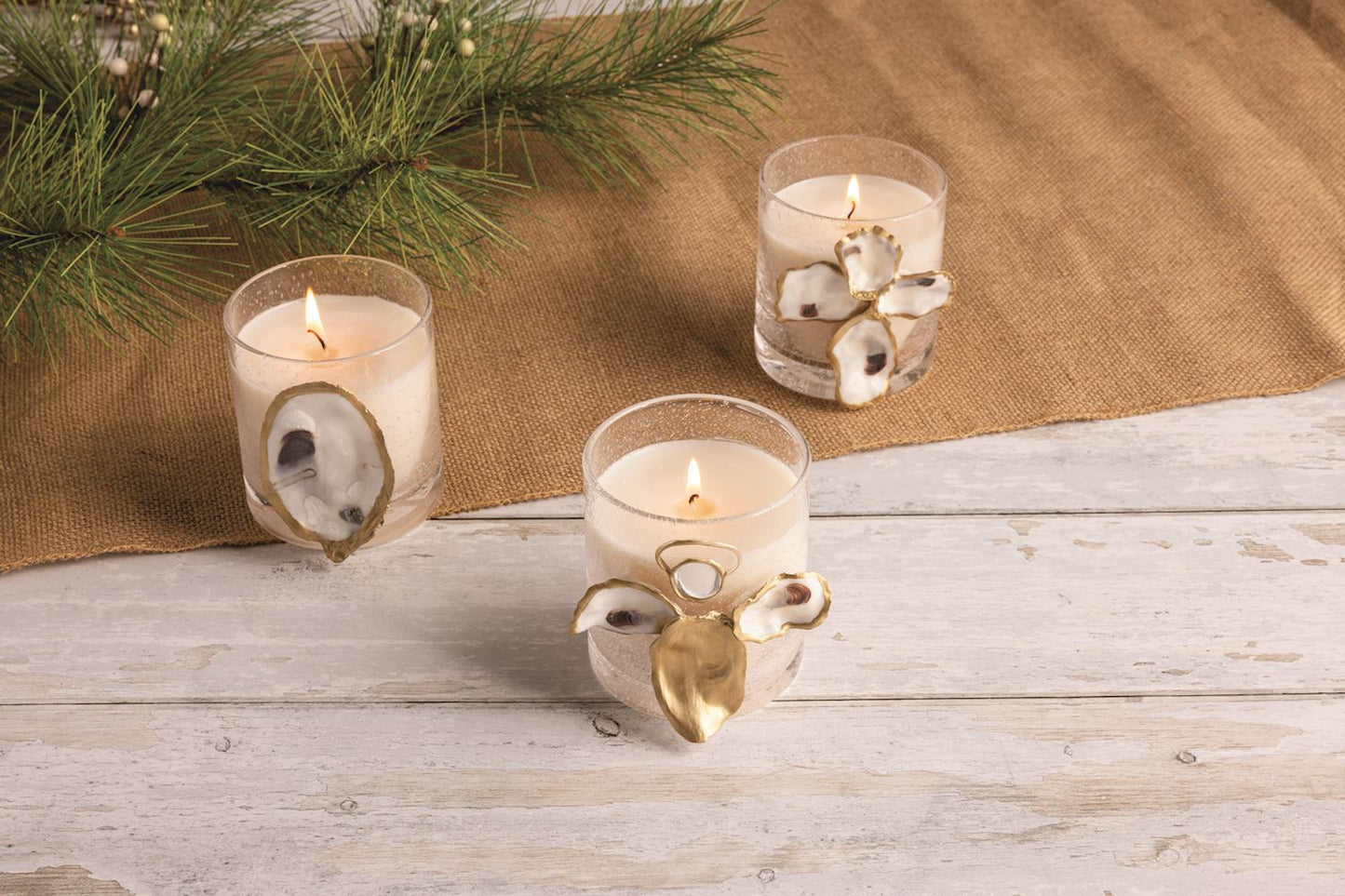 Mud Pie Bubble Glass Oyster Candle