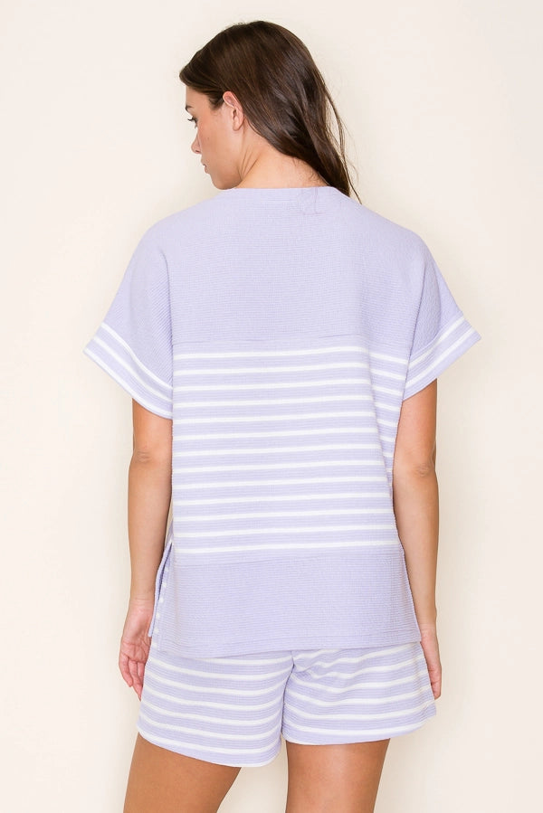 Lavender Stripe Cloudy Knit Jada Top