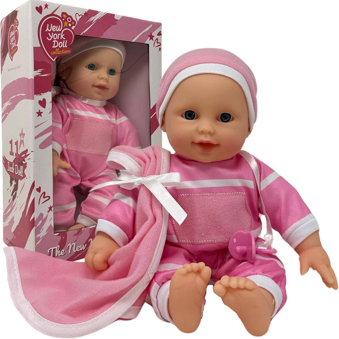 11" Doll Striped with Pacifier