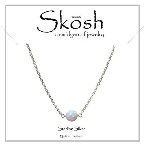 Skosh Silver White Opal Bead Necklace