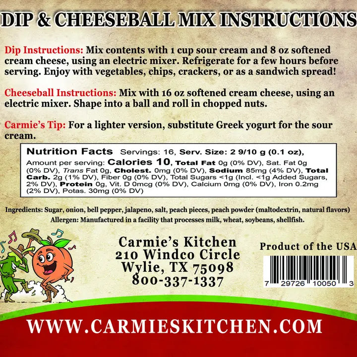 Carmie's Jalapeno Peach Dip & Cheeseball Mix
