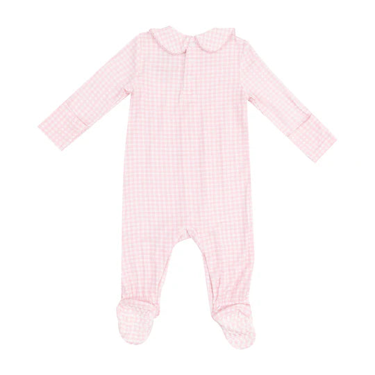 Angel Dear Mini Gingham Pink Smocked Peter Pan Footie