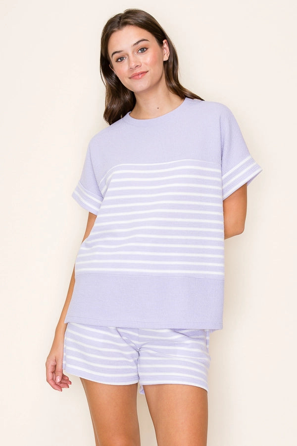 Lavender Stripe Cloudy Knit Jada Top