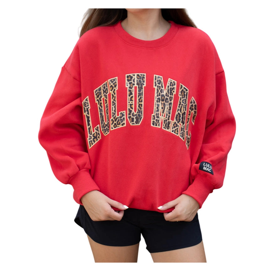 Lulu Mac Red Leopard Monogram Sweatshirt