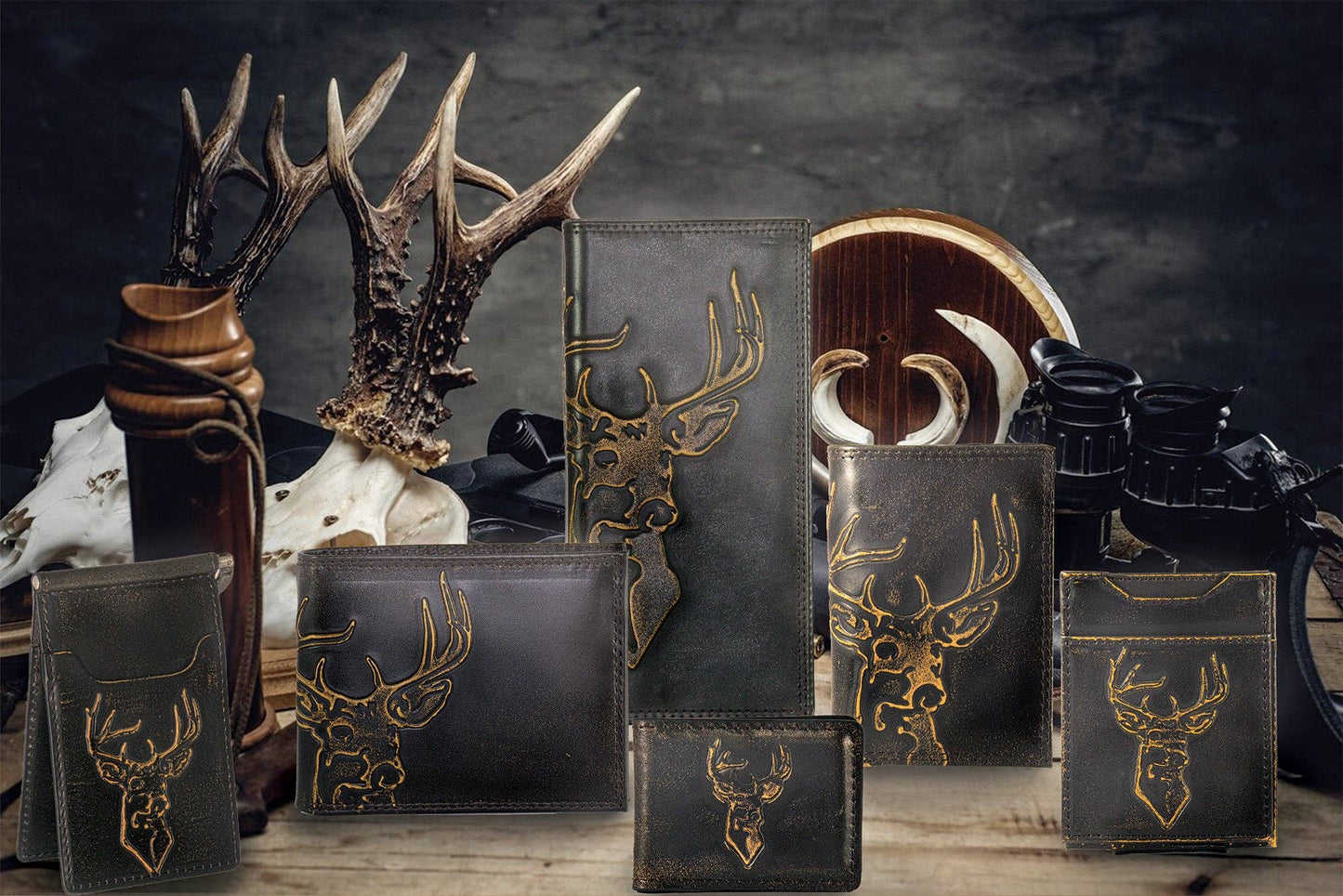 Buck Burnished Leather Trifold Wallet