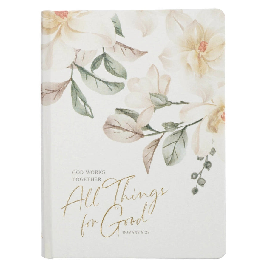 White All Things For Good Rom. 8:28 Hardcover Journal