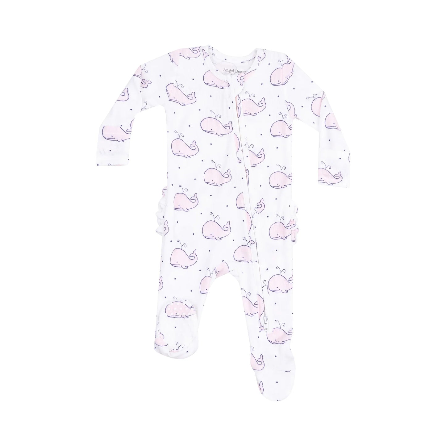 Angel Dear Pink Bubbly Whale 2-Way Ruffle Zipper Footie