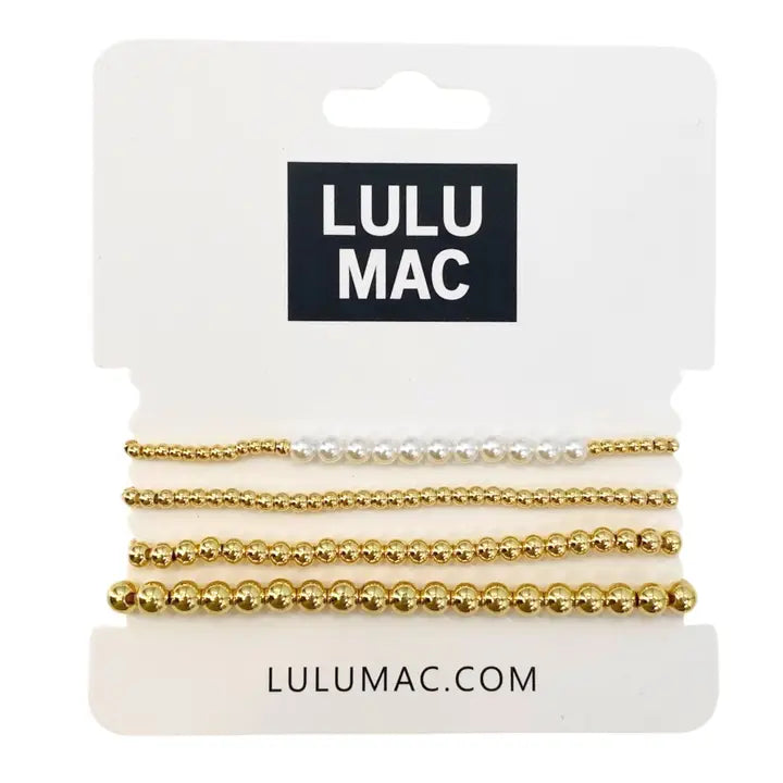Lulu Mac Pearl & Gold Bracelet Set