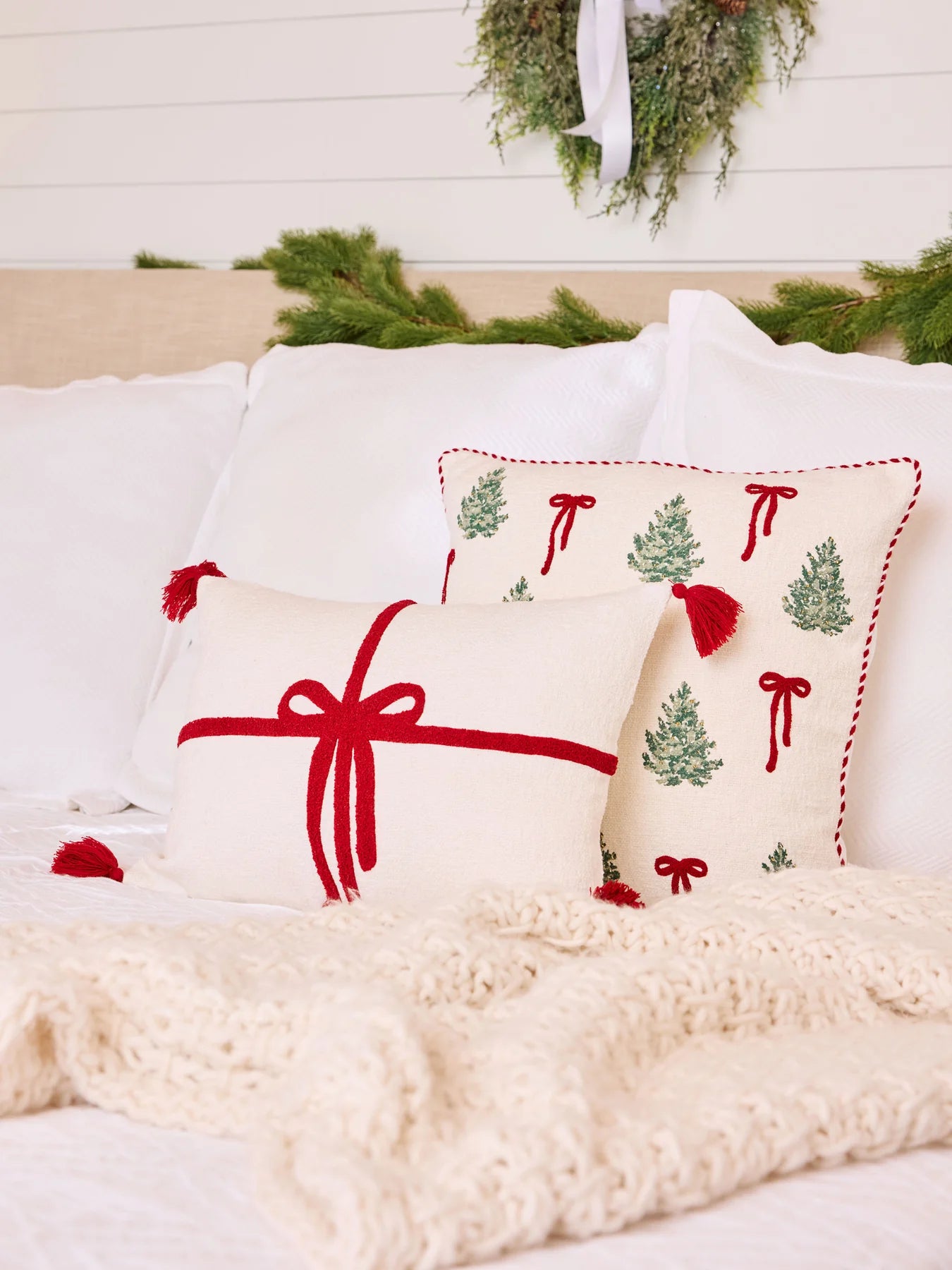 Christmas Bows Square Pillow