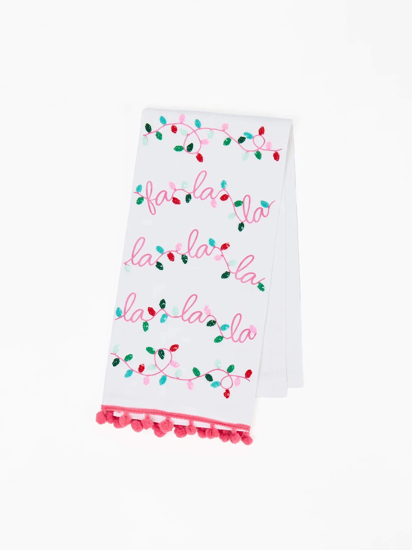 Fa La La Sequin Pom Tea Towel